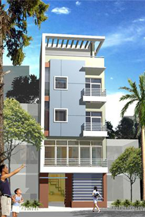 Để tiết kiệm chi phí, nên chọn kiểu thiết kế nhà 4 tầng dạng ống đơn giản, không cầu kỳ về họa tiết trang trí. Ảnh: Nhadat24h.
