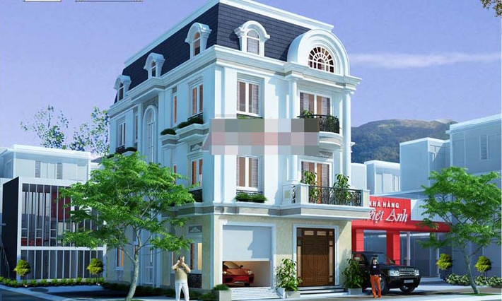 Biệt thự 3 tầng 1tum phong cách tân cổ điển châu Âu. Ảnh: Angcovat.
