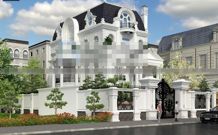 Nét sang trọng của căn biệt thự thể hiện rõ nét ở gam màu trắng và họa tiết trang trí cầu kỳ. Ảnh: Kientrucdviet.