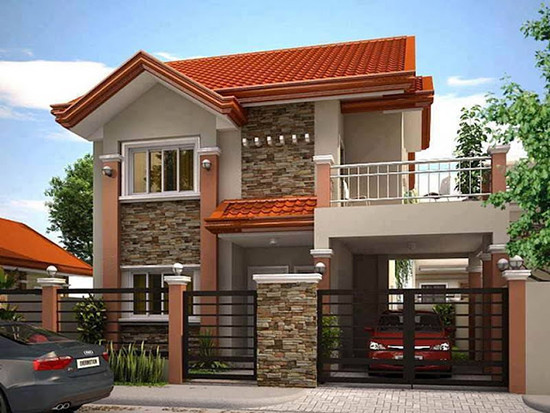 Nhà mái ngói 2 tầng điển hình theo kiến trúc hiện đại nhưng khá đơn giản. Ảnh: 10nhadep.