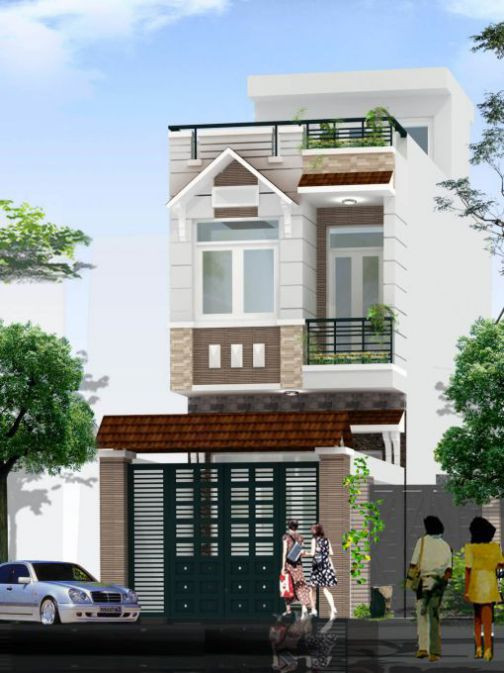 Theo xu hướng hiện nay, nhà ống 2 tầng có gác lửng ngày càng được ưa chuộng bởi nó làm tăng diện tích sử dụng nhưng vẫn đẹp mắt. Ảnh: Nhabinhduong.