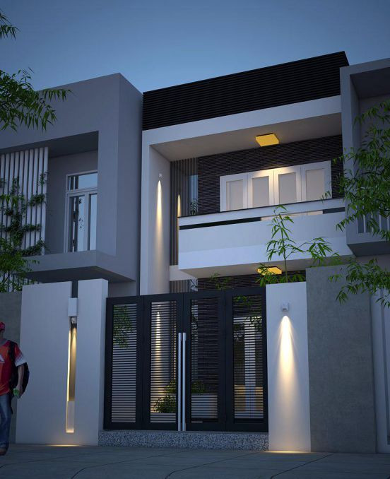 Nhà ống 1 tầng giá rẻ kiến trúc phố với hình dáng vững chắc kết hợp với màu tối đem lại một không gian sống đầy đủ tiện nghi. Ảnh: Datbinhduong.