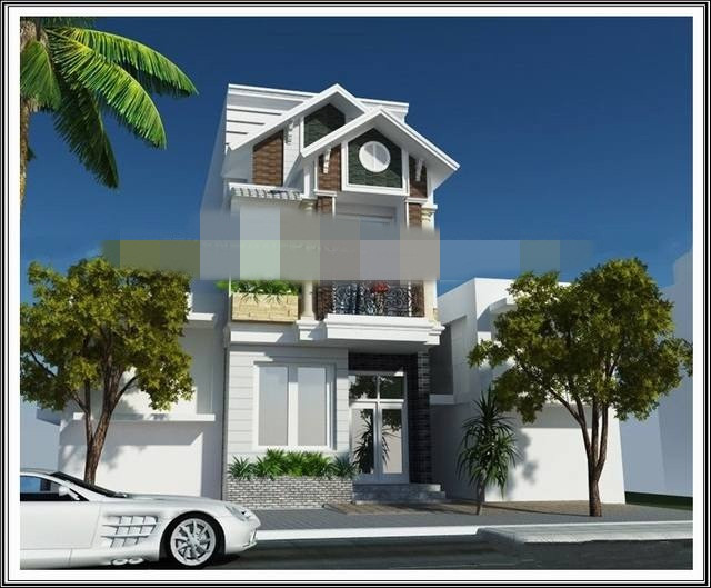 Mẫu nhà ống gác lửng hiện đại với kiến trúc giật cấp. Ảnh: Thietkenhadepmoi.