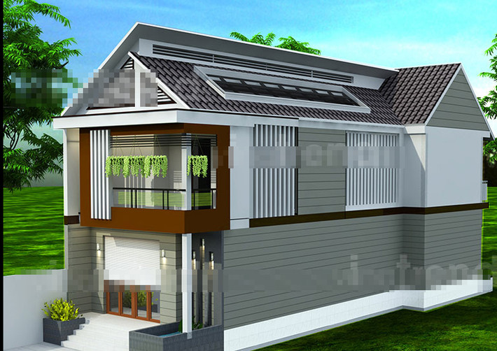 Nét hiện đại ghi dấu trên diện mạo mặt tiền với kết cấu mái chéo đan xếp. Ảnh: Vinatrends.