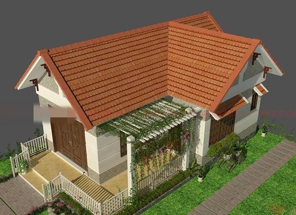 Nhà mái thái đơn giản với mái lợp ngói truyền thống, kiến trúc sắc sảo, tỉ mỉ từng chi tiết nhỏ. Ảnh: 10nhadep.