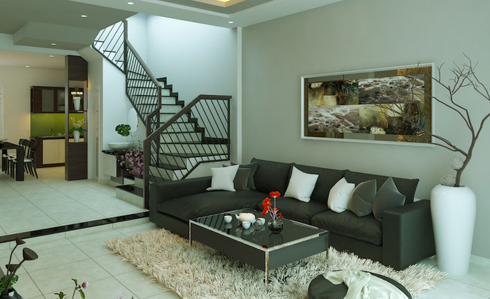 Phòng bếp nối liền phòng khách giúp diện tích căn phòng trở nên rộng và thoáng đãng hơn.
