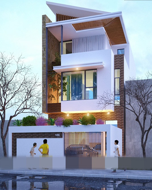 Mẫu nhà ống mái bằng kết hợp mái lệch mới lạ và hiện đại được dự đoán sẽ phổ biến trong năm 2019. Ảnh: Housevn.