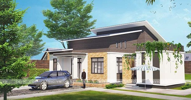 Kiến trúc ngôi nhà là sự kết hợp hoàn hảo giữa biệt thự hiện đại và truyền thống. Ảnh: Savic.