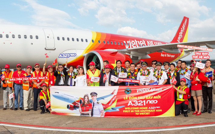 A321neo là chiếc máy bay mới thứ 17 mà hãng nhận trong năm 2017 từ Airbus. Ảnh: Vietjet.