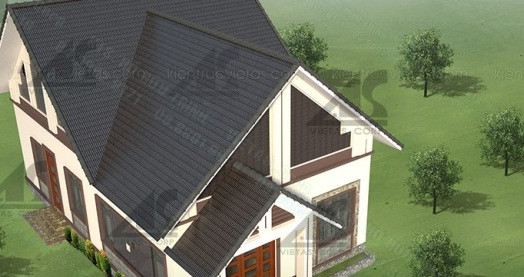 Nhà mái thái hiện đại xinh xắn trong khuôn viên xanh rộng mênh mông. Ảnh: Kientrucvietas.