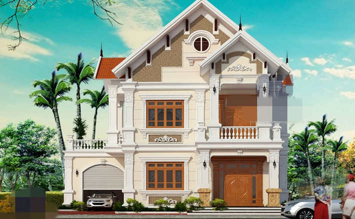 Toàn bộ ngôi nhà được xem là cân đối nhờ phần mái gọn gàng, đối xứng. Ảnh: Arcviet.
