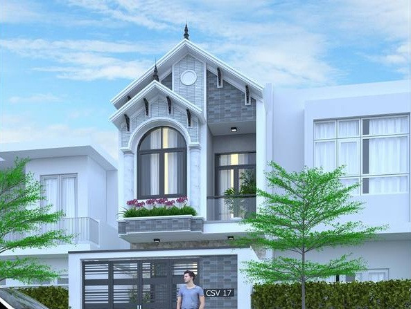 Mặt tiền nhà phố thiết kế đơn giản, trang nhã và thoáng mát. Ảnh: Thietkenhadepmoi.