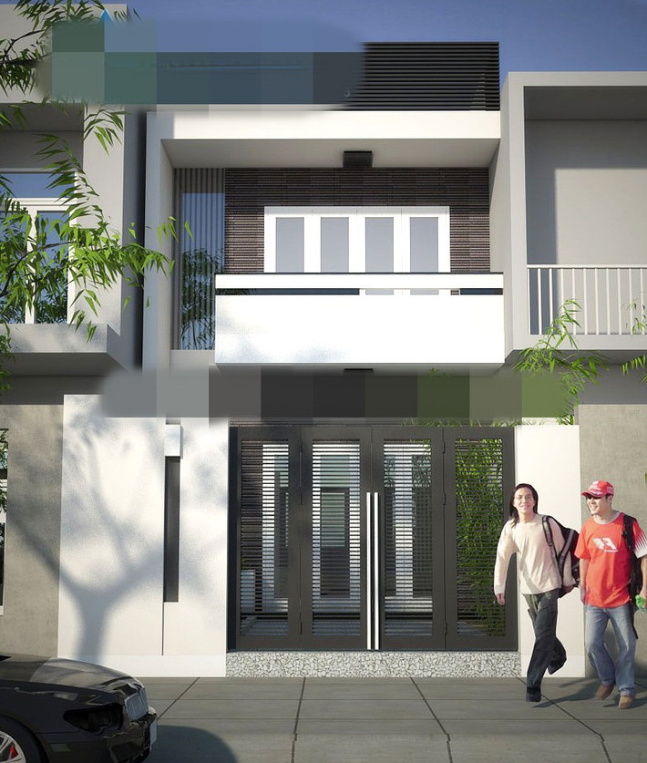Đây là mẫu nhà phố 1 trệt 1 lầu phong cách hiện đại, không quá cầu kỳ về hình thức với kinh phí khoảng 600 triệu đồng. Ảnh: Anthuanphuoc.