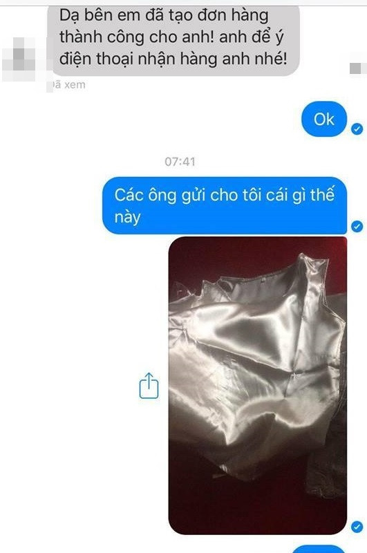 Phản ánh của anh chàng mua bộ đồ thể thao và thứ nhận được là bộ đồ ngủ của nữ.