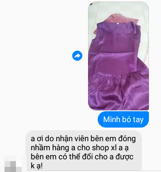 Shop hàng online đã có lời xin lỗi và hứa sẽ chuyển lại bộ đồ thể thao mới cho khách đặt hàng.