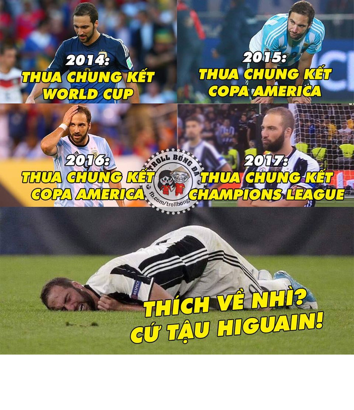Bức ảnh chế bóng đá vua về nhì mang tên Higuain mang đến nỗi đau xót xa cho các fan hâm mộ của cầu thủ người Argentina này.