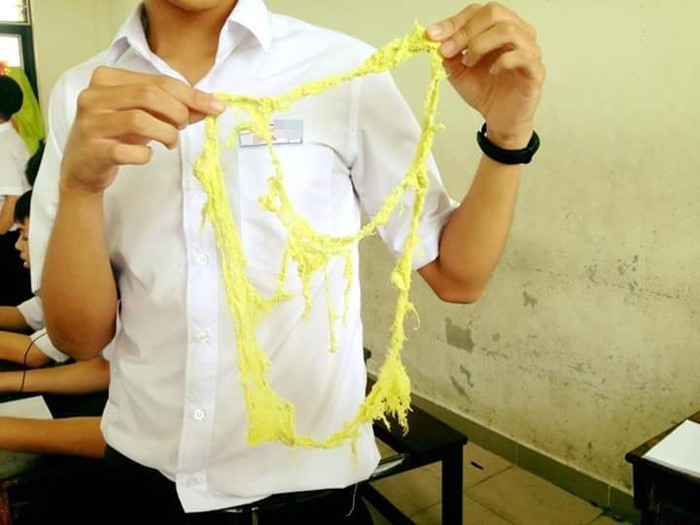 Vì bị bào mòn quá nhiều sau mỗi tiết học, chiếc giẻ lau bảng của nhiều lớp học chẳng còn nhận ra được hình thù của mình.