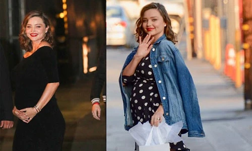 Miranda Kerr đi giày cao ngất ngưởng dù bụng bầu vượt mặt