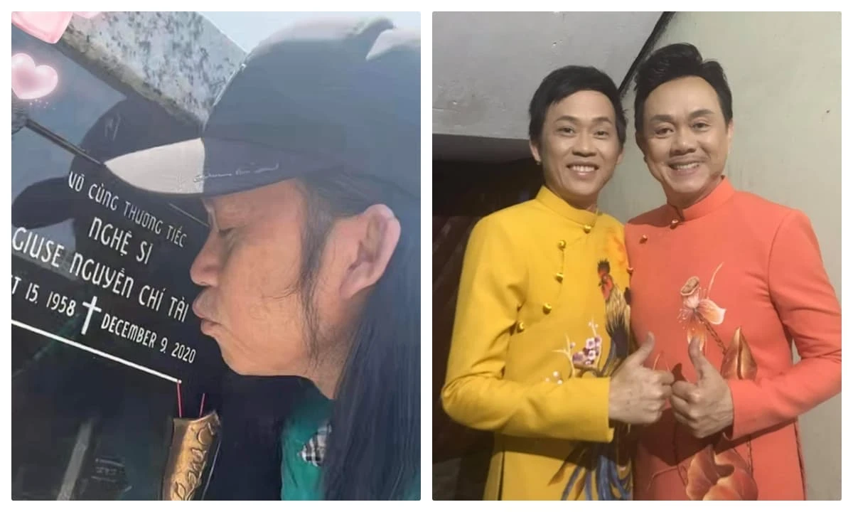 Hoài Linh đến thăm, hôn bia mộ Chí Tài ở Mỹ