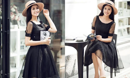 Hoa hậu Ngọc Hân thong dong cà phê chiều Hà Nội