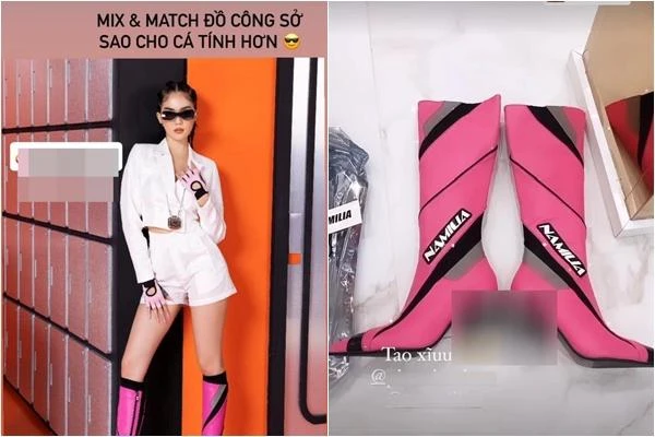 Ngọc Trinh bị chỉ trích vì đi giày có hình thô tục