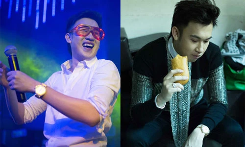 Dương Triệu Vũ ăn bánh mỳ tất bật chạy show