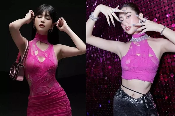 Ngọc Trinh đụng hàng Lương Thùy Linh "áo rách" mỏng tang