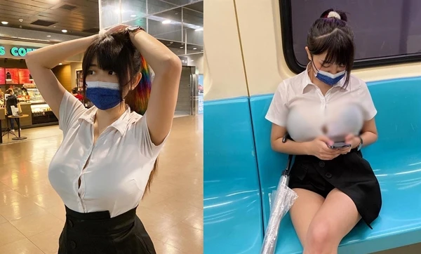 Diện sơ mi trắng, mỹ nhân ngực khủng gây “bỏng mắt” vì...mưa