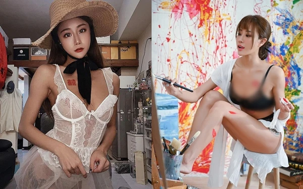 Nữ họa sĩ diện nội y vẽ tranh khoe body "ná thở"