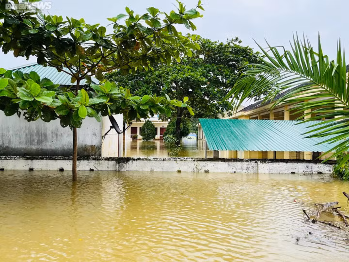 Ảnh: Trường học bị nhấn chìm trong lũ, 1.500 hộ dân bị cô lập