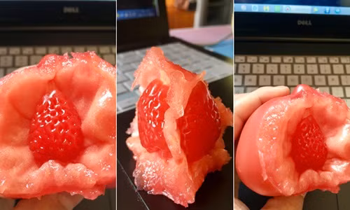 Kỳ lạ quả dâu tây “mọc” trong cà chua có 1-0-2 