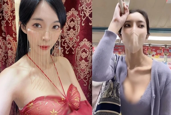 Mặc hớ hênh khoe vòng 1, hot girl gây chú ý trên tàu điện