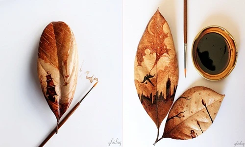 Sáng tạo tuyệt vời từ cà phê và lá cây