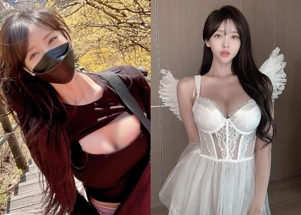 Mặc gợi cảm, hot girl leo núi khoe vòng 1 "ná thở"