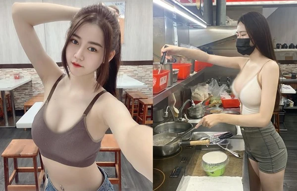 Nàng hot girl bán súp gà diện đồ bốc lửa khoe dáng nuột