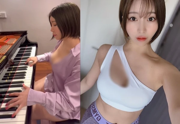Đỏ mặt trước nàng hot girl “mặc như không mặc” khi chơi piano