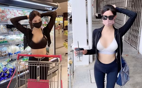 Mặc đồ tập đi siêu thị, người đẹp lộ điểm nhạy cảm ái ngại