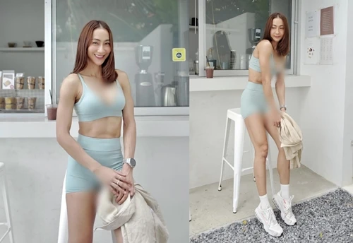 Đỏ mặt hot girl xinh đẹp diện đồ tập lộ điểm nhạy cảm