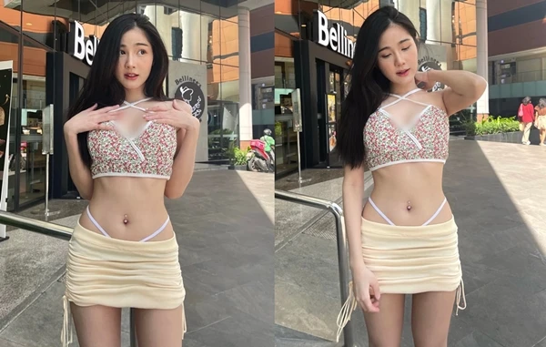 Đỏ mặt hot girl xinh đẹp “mặc như không” khoe dáng khi dạo phố 