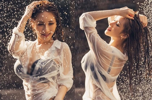 Đỏ mặt hot girl mặc áo mỏng tang nghịch nước lộ siêu vòng 1