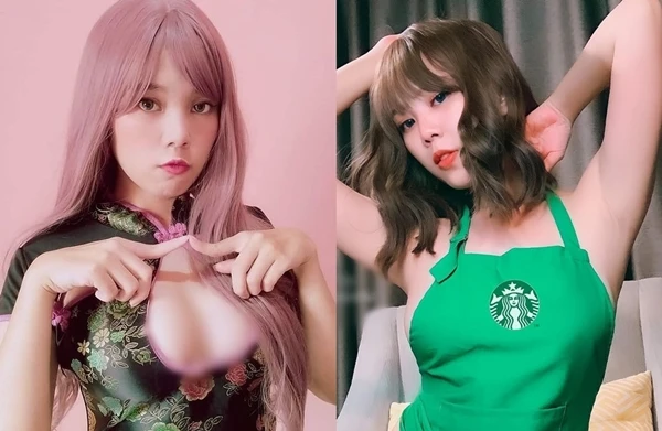 Mặc tạp dề, hot girl mũm mĩm vô tư "thả rông" đốt mắt người nhìn