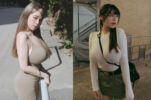 Mê đắm hot girl siêu vòng một diện đồ bó sát khoe dáng