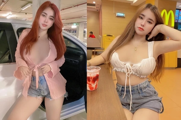 Ngượng đỏ mặt hot girl xinh đẹp mặc như không khi đi ăn