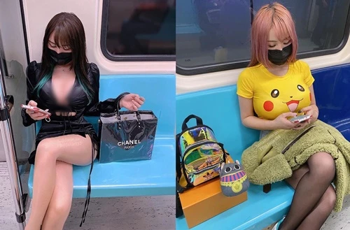 Thời trang tàu điện ngầm “o ép” vòng một khủng của nữ hoạ sĩ