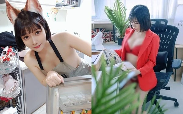 Đỏ mặt trước hot girl vô tư “thả rông” tạo dáng bên tủ lạnh