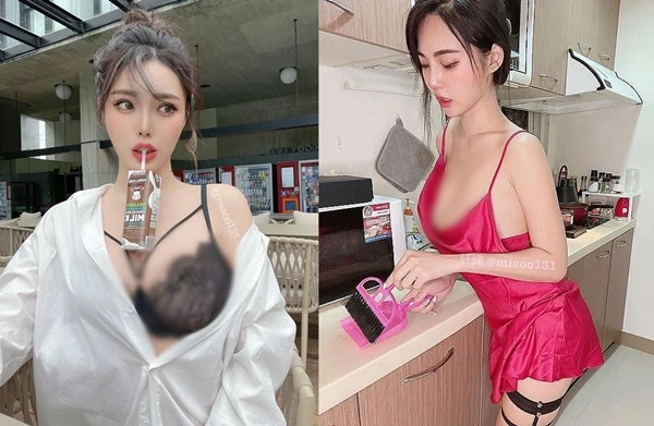 Phát ngại hot girl bán lẩu khoe nội y, dùng ngực đỡ đồ uống
