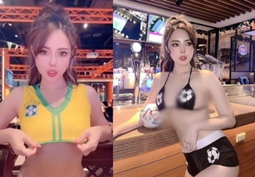 Phát ngại hot girl vén áo cổ vũ World Cup tại quán ăn