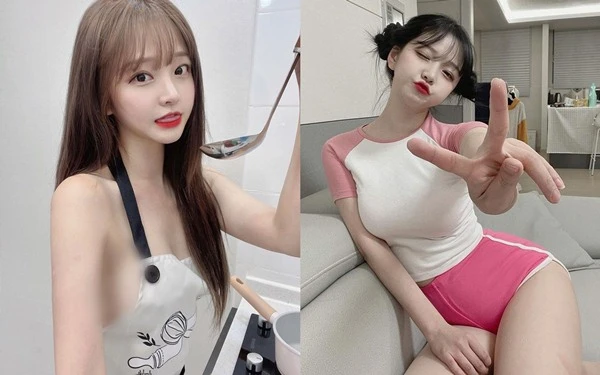 Đỏ mặt trước hot girl ngây thơ “thả rông” mặc tạp dề nấu ăn