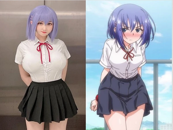 Hot girl siêu vòng một diện đồ nữ sinh cực ngắn khoe dáng chuẩn