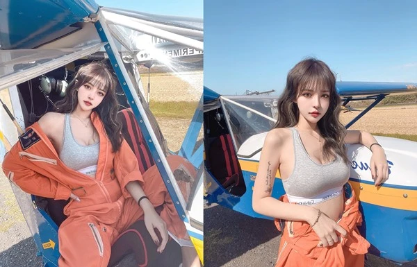 Diện đồ phi công, hot girl gợi cảm gây mê người nhìn